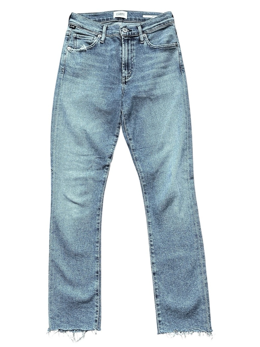 Citizens of Humanity Skyla Mid-Rise Cigarette Julep Raw Hem Jean Blue Size 24